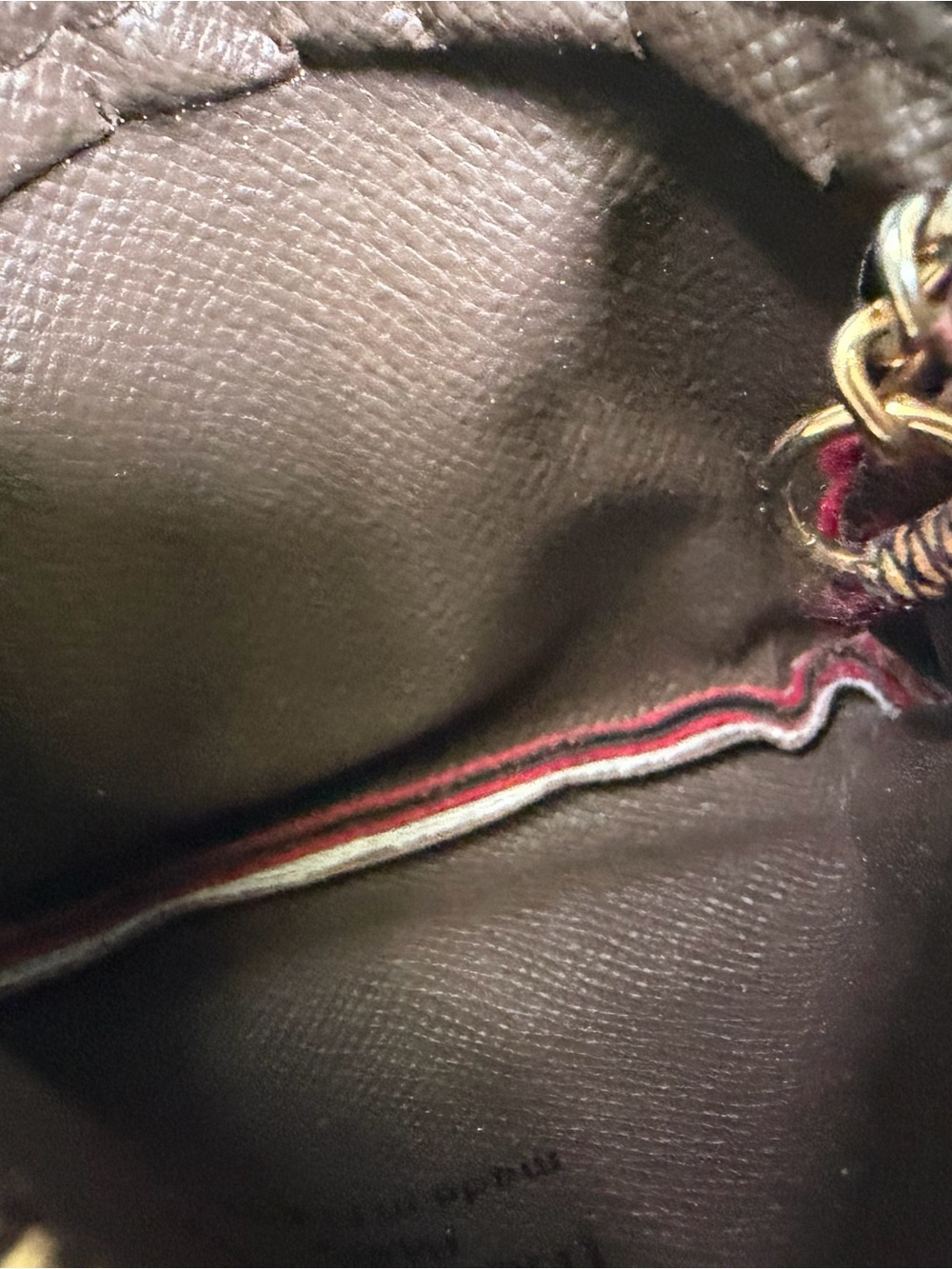 Louis Vuitton Brown Textured Leather Zip Pouch - Gold Trim - Picture 5 of 6